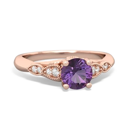 Thumbnail for Amethyst Antique Elegance 14K Rose Gold ring R3100 - top view
