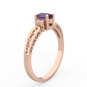Amethyst Filligree Scroll Oval 14K Rose Gold ring R0812