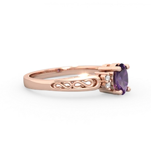 Amethyst Filligree Scroll Oval 14K Rose Gold ring R0812