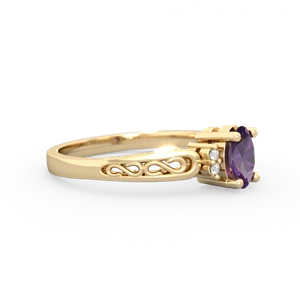 Amethyst Filligree Scroll Oval 14K Yellow Gold ring R0812
