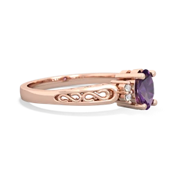 Amethyst Filligree Scroll Oval 14K Rose Gold ring R0812