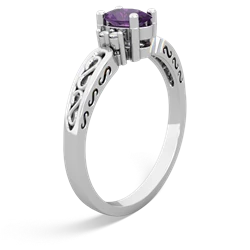 Amethyst Filligree Scroll Oval 14K White Gold ring R0812