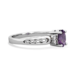 Amethyst Filligree Scroll Oval 14K White Gold ring R0812