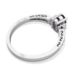 Amethyst Filligree Scroll Oval 14K White Gold ring R0812