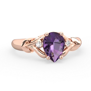 Amethyst Precious Pear 14K Rose Gold ring R0826