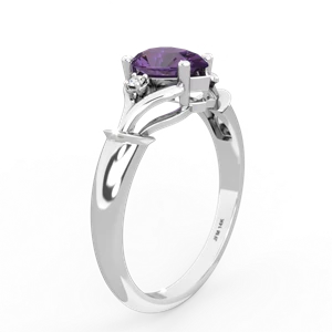 Amethyst Precious Pear 14K White Gold ring R0826