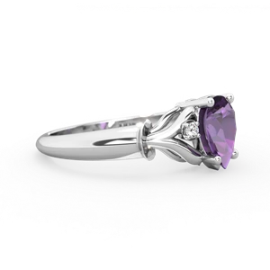 Amethyst Precious Pear 14K White Gold ring R0826