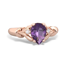 Amethyst Precious Pear 14K Rose Gold ring R0826