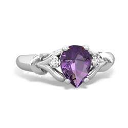 Amethyst Precious Pear 14K White Gold ring R0826