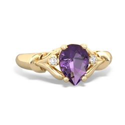 Amethyst Precious Pear 14K Yellow Gold ring R0826