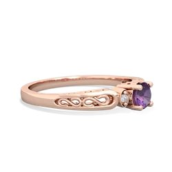 Amethyst Filligree Scroll Round 14K Rose Gold ring R0829