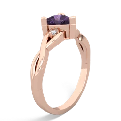 Amethyst Trillion Twist 14K Rose Gold ring R2104