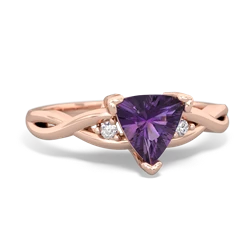 Amethyst Trillion Twist 14K Rose Gold ring R2104