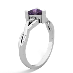 Amethyst Trillion Twist 14K White Gold ring R2104