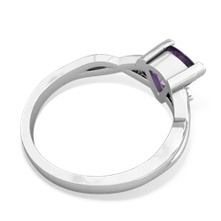 Amethyst Trillion Twist 14K White Gold ring R2104