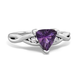 Amethyst Trillion Twist 14K White Gold ring R2104