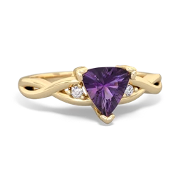 Amethyst Trillion Twist 14K Yellow Gold ring R2104