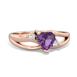 Amethyst Split Band Swirl 14K Rose Gold ring R2130