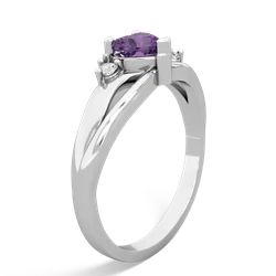 Amethyst Split Band Swirl 14K White Gold ring R2130