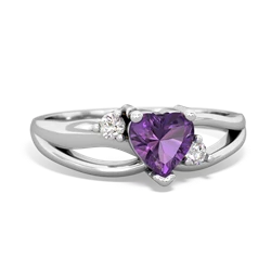 Amethyst Split Band Swirl 14K White Gold ring R2130