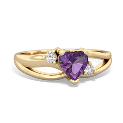 Amethyst Split Band Swirl 14K Yellow Gold ring R2130