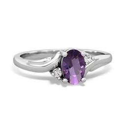 Amethyst Elegant Swirl 14K White Gold ring R2173