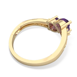 Amethyst Snuggling Hearts 14K Yellow Gold ring R2178