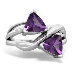 Amethyst Split Band Swirl 14K White Gold ring R2341