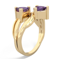 Amethyst Split Band Swirl 14K Yellow Gold ring R2341