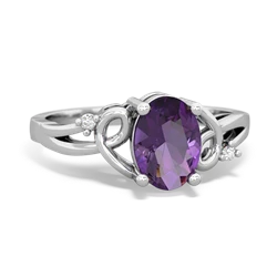 Amethyst Swirls 14K White Gold ring R2347