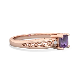 Amethyst Filligree Scroll Square 14K Rose Gold ring R2430