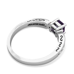 Amethyst Filligree Scroll Square 14K White Gold ring R2430