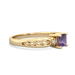 Amethyst Filligree Scroll Square 14K Yellow Gold ring R2430