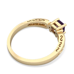 Amethyst Filligree Scroll Square 14K Yellow Gold ring R2430