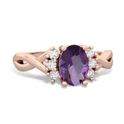 Amethyst Victorian Twist 14K Rose Gold ring R2497