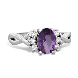 Amethyst Victorian Twist 14K White Gold ring R2497