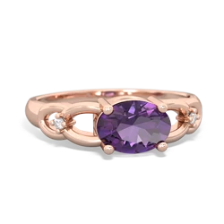 Amethyst Links 14K Rose Gold ring R4032