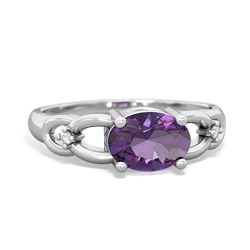 Amethyst Links 14K White Gold ring R4032