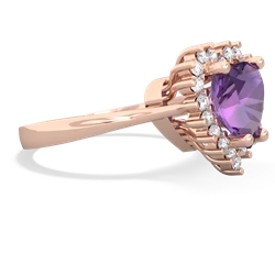 Amethyst Sparkling Halo Heart 14K Rose Gold ring R0391