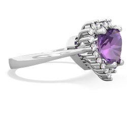 Amethyst Sparkling Halo Heart 14K White Gold ring R0391