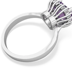 Amethyst Sparkling Halo Heart 14K White Gold ring R0391