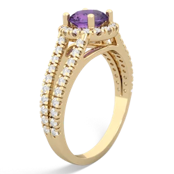 Thumbnail for Amethyst Pave Halo 14K Yellow Gold ring R5490 - hand 1 view