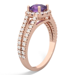 Amethyst Pave Halo 14K Rose Gold ring R5490