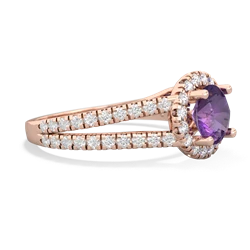 Amethyst Pave Halo 14K Rose Gold ring R5490