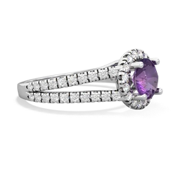 Amethyst Pave Halo 14K White Gold ring R5490