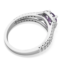 Amethyst Pave Halo 14K White Gold ring R5490