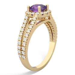 Amethyst Pave Halo 14K Yellow Gold ring R5490