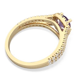 Amethyst Pave Halo 14K Yellow Gold ring R5490