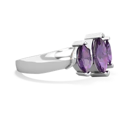 Amethyst Three Peeks 14K White Gold ring R2433