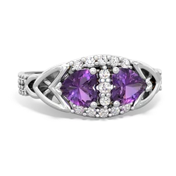 Amethyst Sparkling Celtic Knot 14K White Gold ring R2645